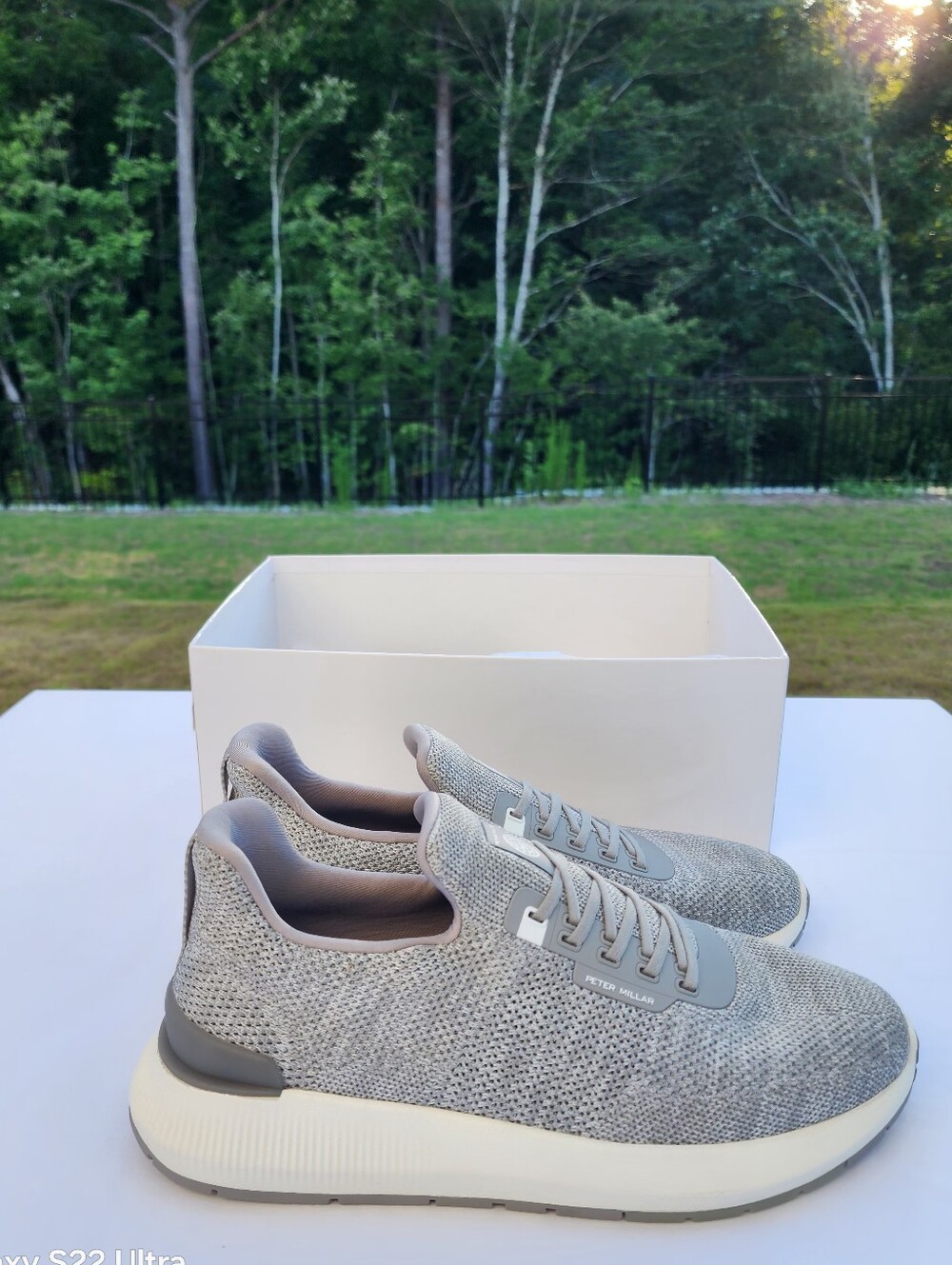 Peter Millar Hyperlight Apollo Gray Knit Slip On Sneakers Mens Size US 8.5 - Picture 6 of 13